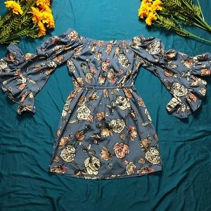 Blue woman  floral dress